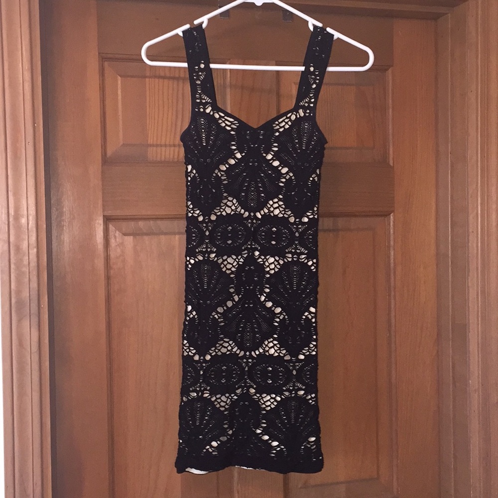 Free People black and nude Medallion Lace dress